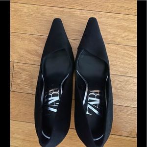 Zara Black suede high heel pumps